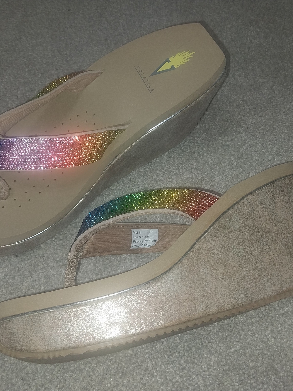 Volatile Women's Rainbow Sparkle Wedge New In box